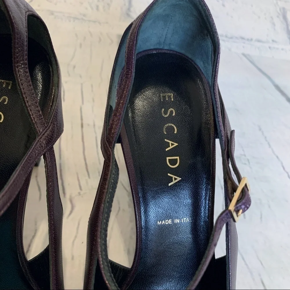 Escada Plum and Mirrored Gold Heels